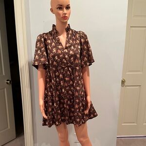 Tuckernuck Floral Mini Dress in Brown